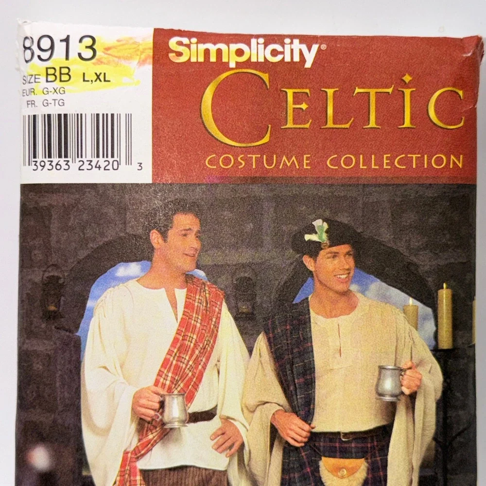 Simplicity L,XL Mens Celtic Costume Collection 8913 Highland Kilt Ren Faire DIY